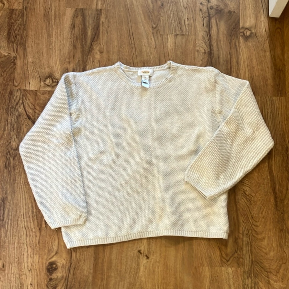 Talbots women’s Crewneck Sweater - Cream textured knit